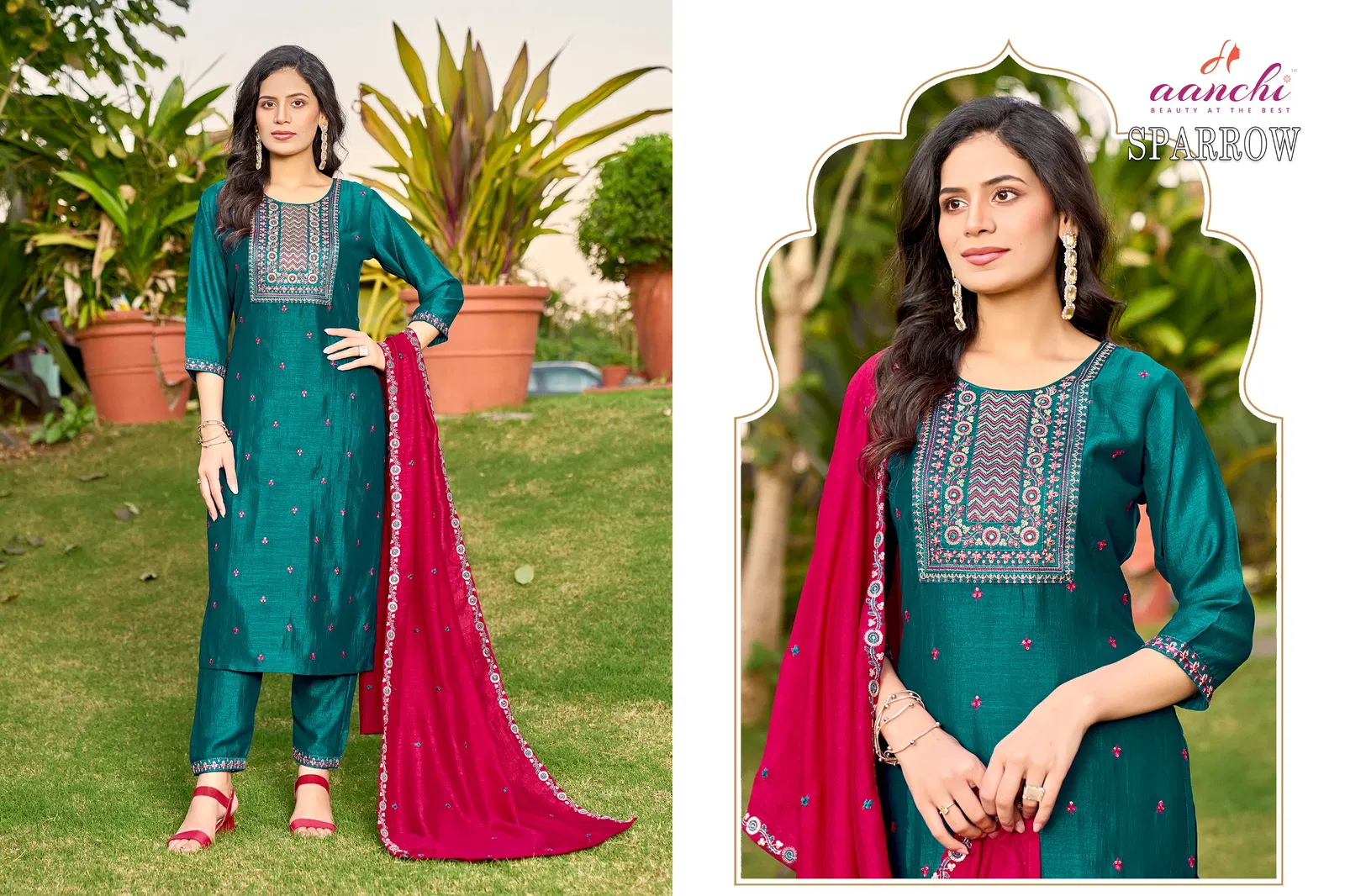 Sparrow By Aanchi Vichitra Silk Kurti With Bottom Dupatta Wholesalers In Delhi